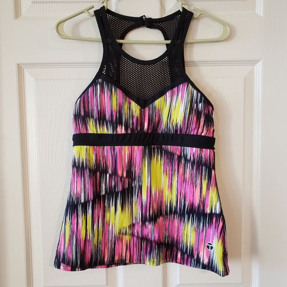 Trina Turk Digikat High Neck Mesh Detail Shelf Bra - Picture 2 of 6